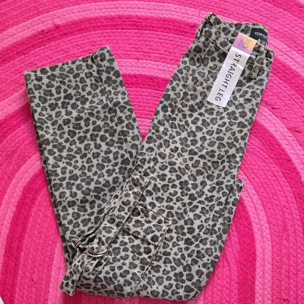 Leopard‎ Print Straight Leg Jeans